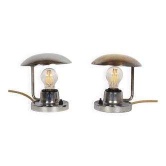 Lampes de Bureau Style Bauhaus Chromées de Napako, 1940s, Set de 2