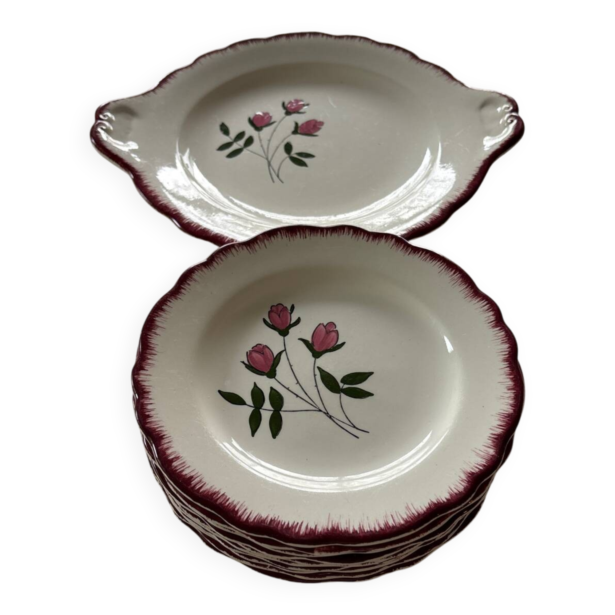 Salins dessert plates and platter, Cerilly model