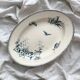 Oval ironstone dish with flowers and birds "Malaga" Petrus Regout