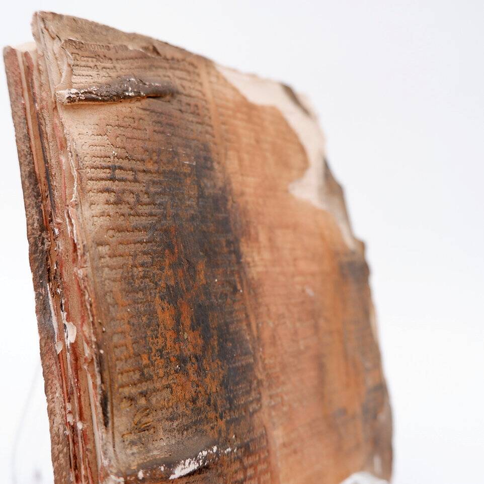 Set of 3 terracotta Books "Fond d'Atelier" N.Lebrun - Belgium 1980s