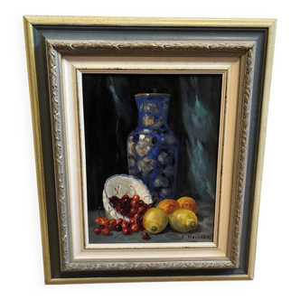 oil on canvas 'the Chinese vase' framed, by C Rielland