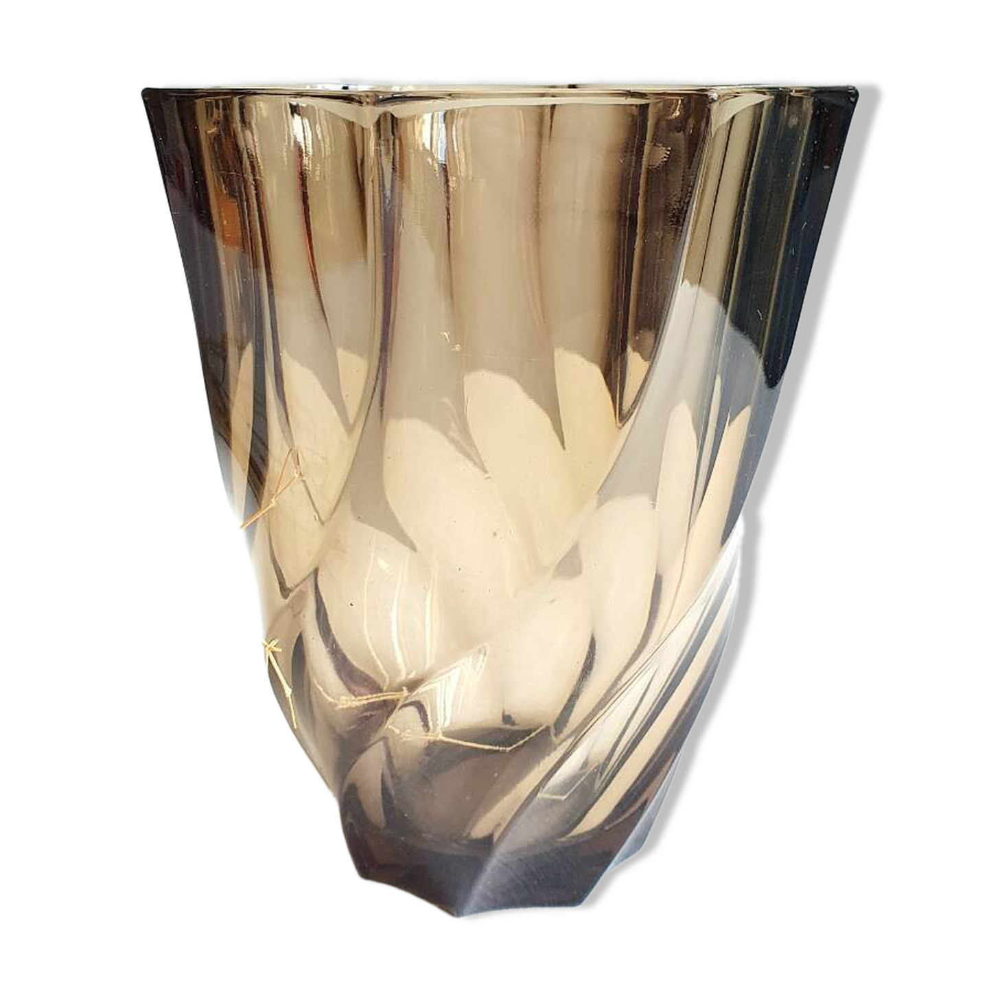 Vintage smoked glass vase