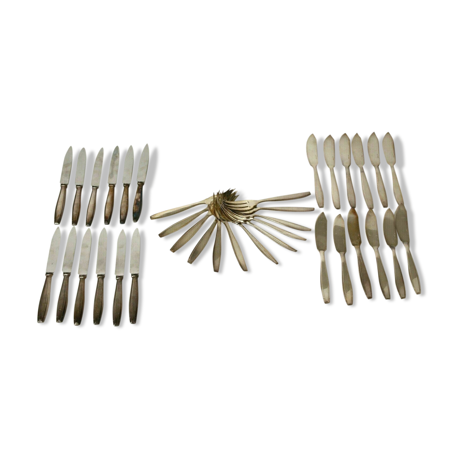 Menagere boulenger art deco metal argente with its 36-pieces screen