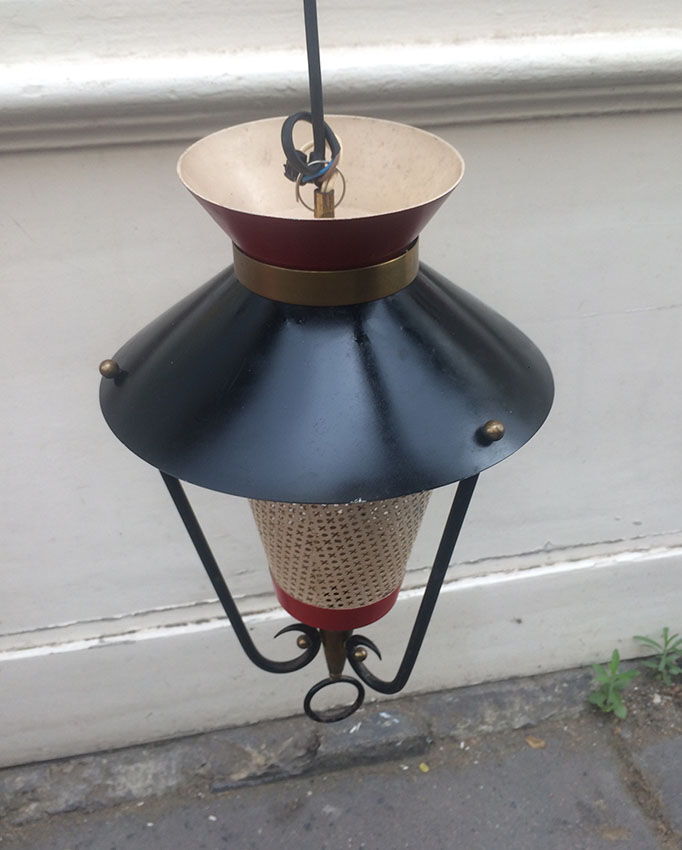 Lantern metal suspension light 1950