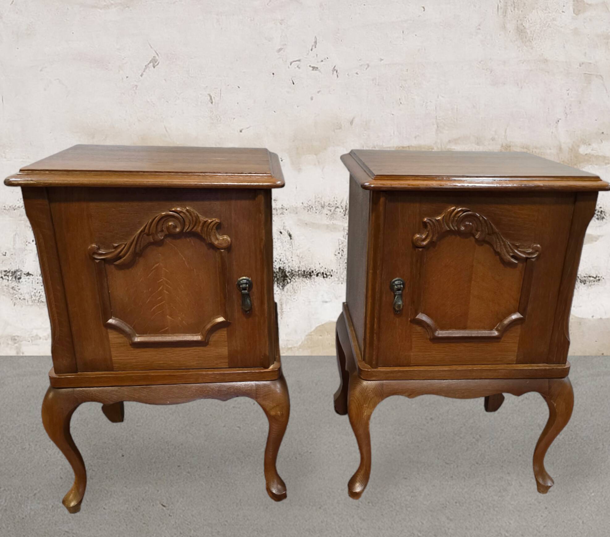 Pair of vintage 1960s oak bedside tables
