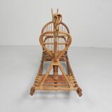 Vintage bamboo rocking horse, 1960s