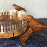 Center table cut, empty pocket, metal wood, vintage 1950