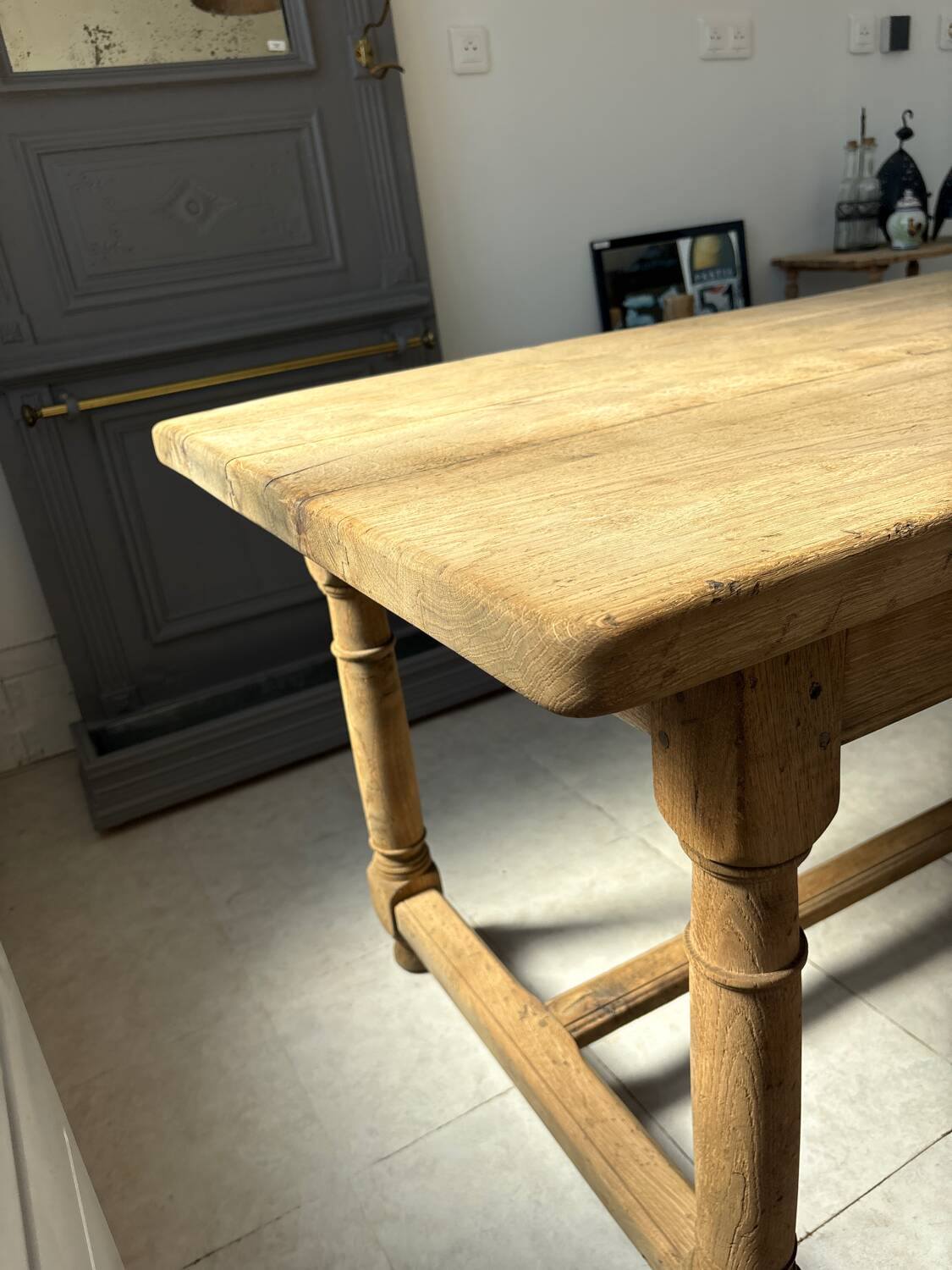 Table de ferme en chêne massif aerogommé