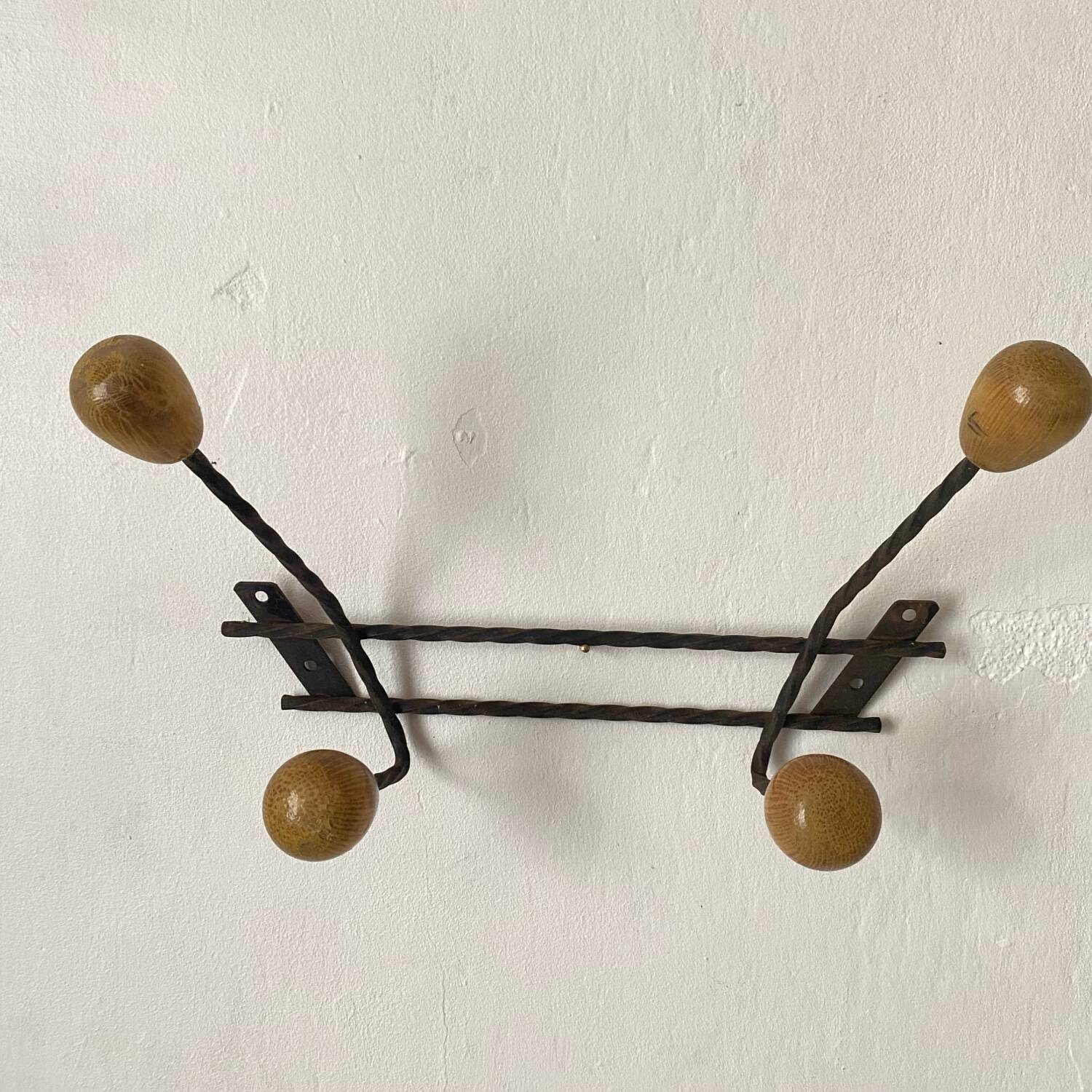 60s double hook wall coat rack