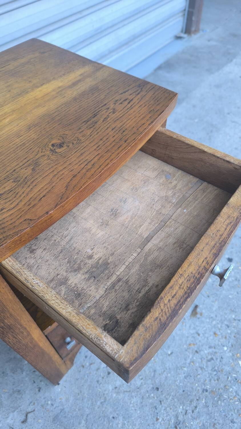 Art Deco bedside table in solid oak