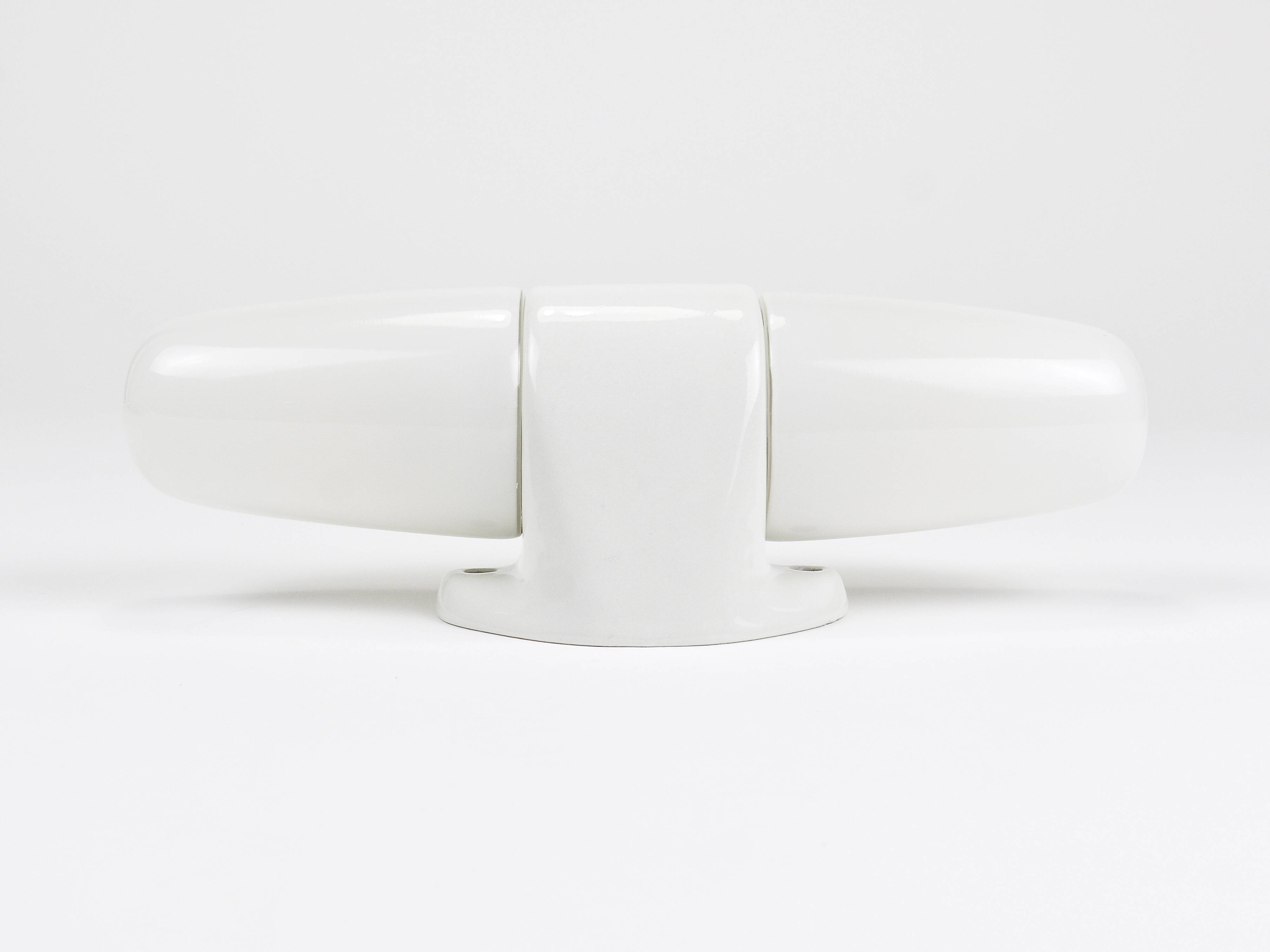 Wilhelm Wagenfeld Bauhaus White Double Sconce Wall Light, Germany, 1950s