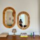 Oval mirror in solid pine vintage 70