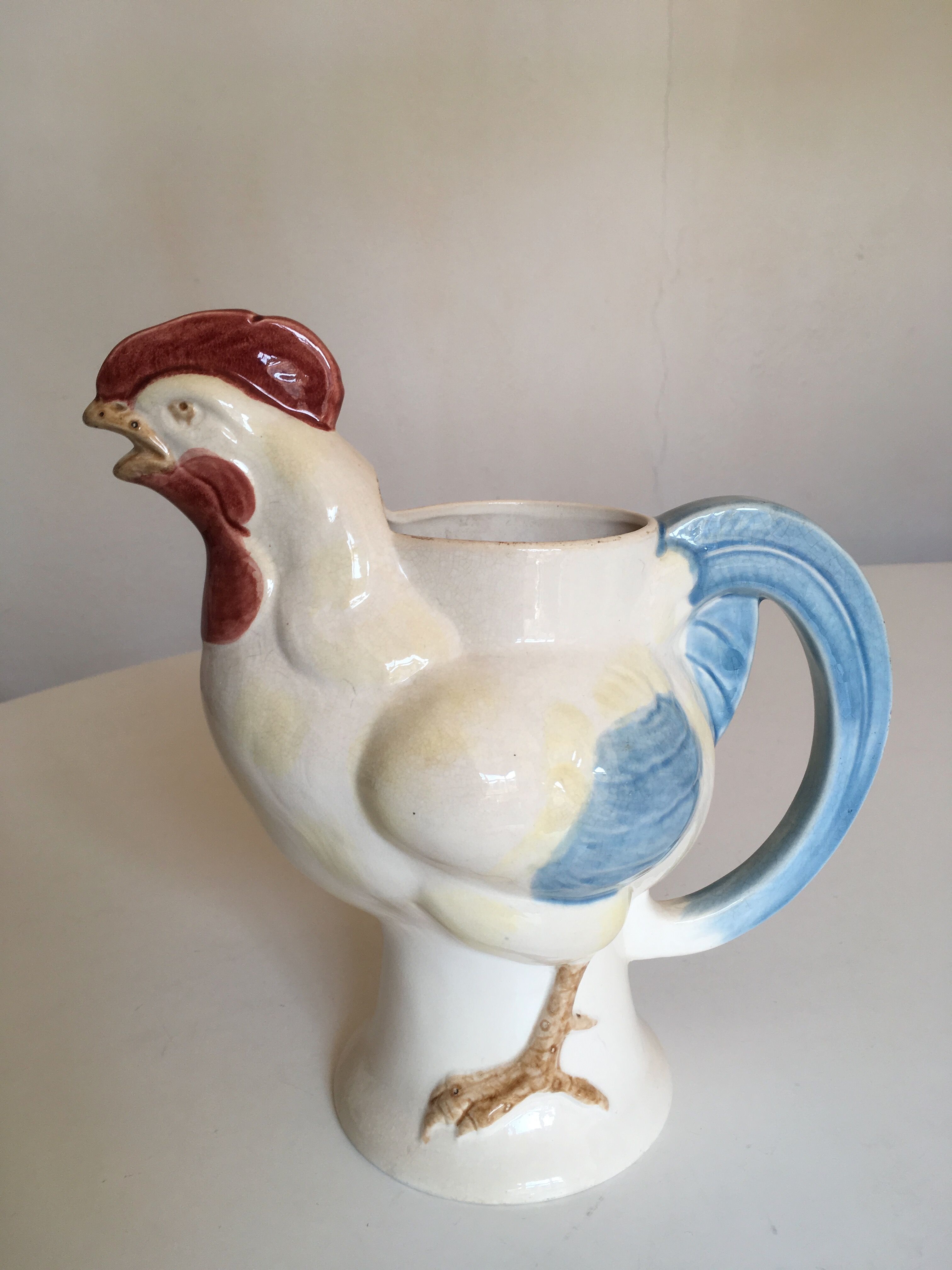 Pichet oiseau zoomorphe en Barbotine de Gien 1920s
