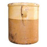 Grand pot à conserve italien en terre cuite vernissée, bicolore, fin XIXe