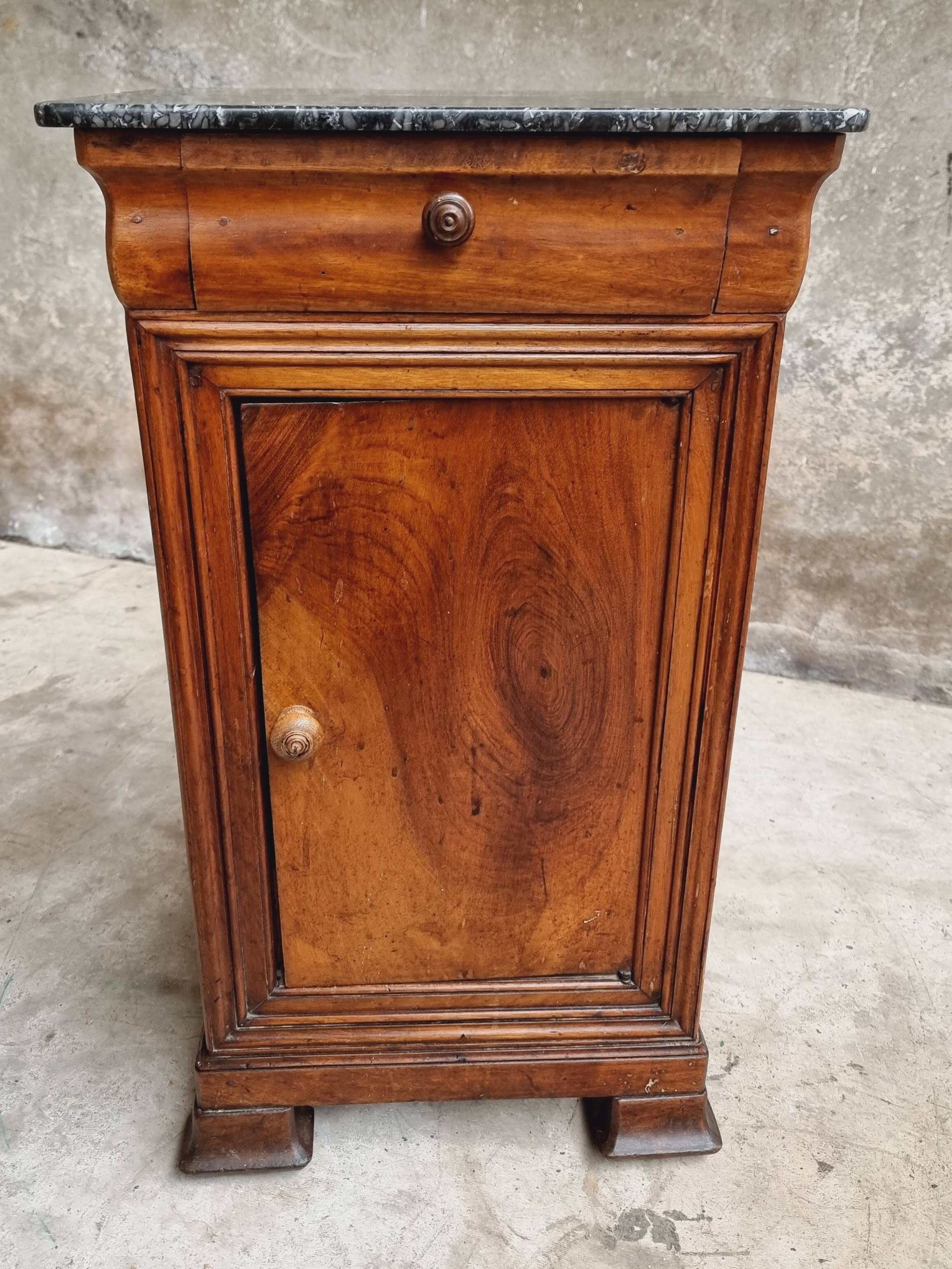 Antique small cabinet French hall cupboard walnut