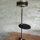 Vintage push-button ashtray from the 70s – Black and brass – With shelf