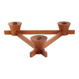 Italian candlestick in brass and Anri Form wood, 1960s.