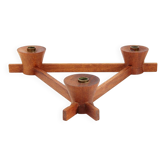 Italian candlestick in brass and Anri Form wood, 1960s.