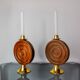 Pair of brutalist candlesticks by Ardisur, bronze and wood, Spain, 1970