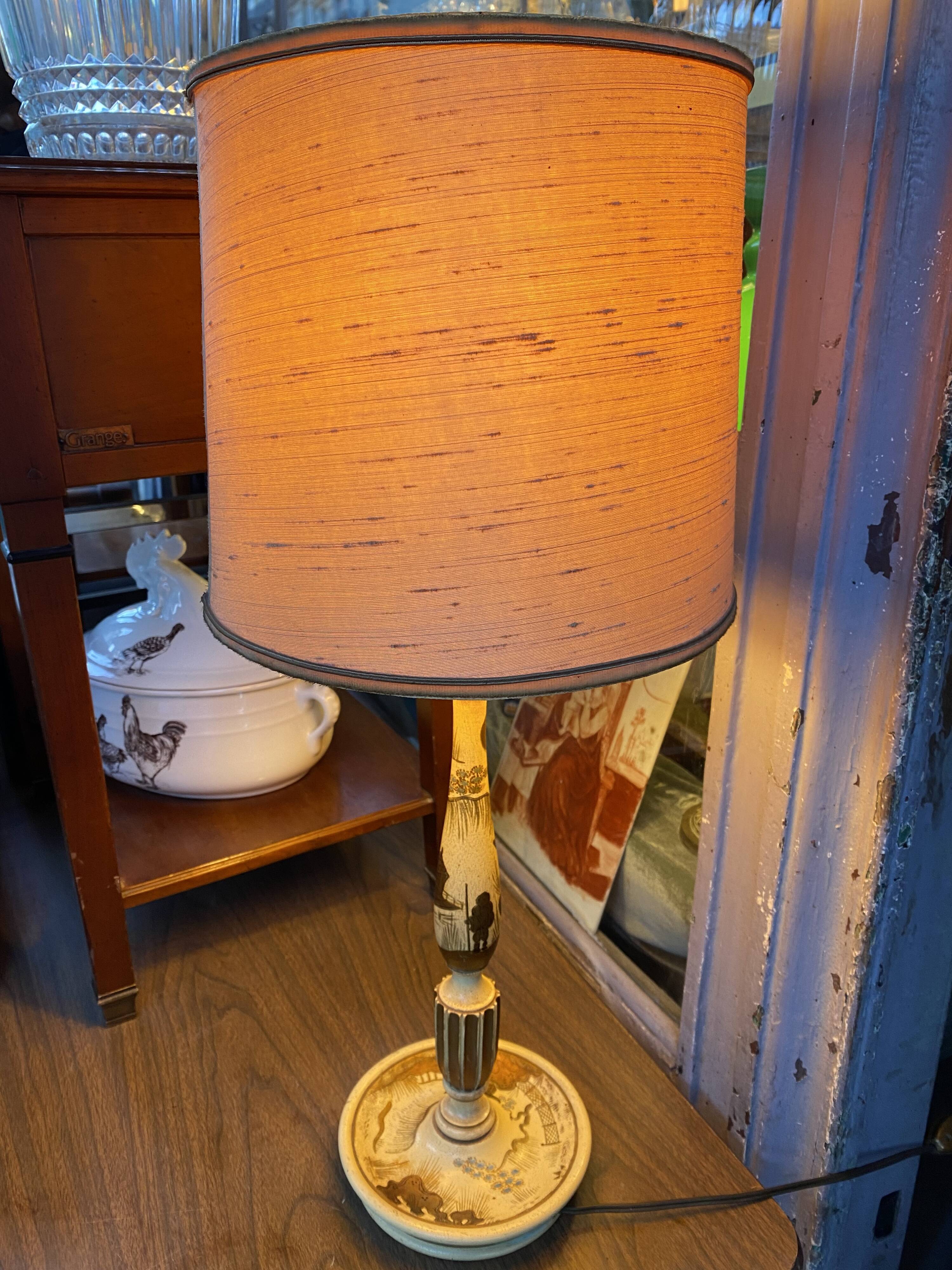 Wooden candle holder transformed into a lamp