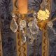 Pair of glass and brass wall lights with tassels, 1950s period