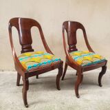 Pair of mahogany gondola chairs
