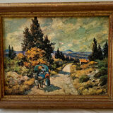 Peinture huile sur toile vintage