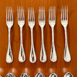 Christofle crossed ribbons, cutlery set for 6 people in new condition, 24 pieces.