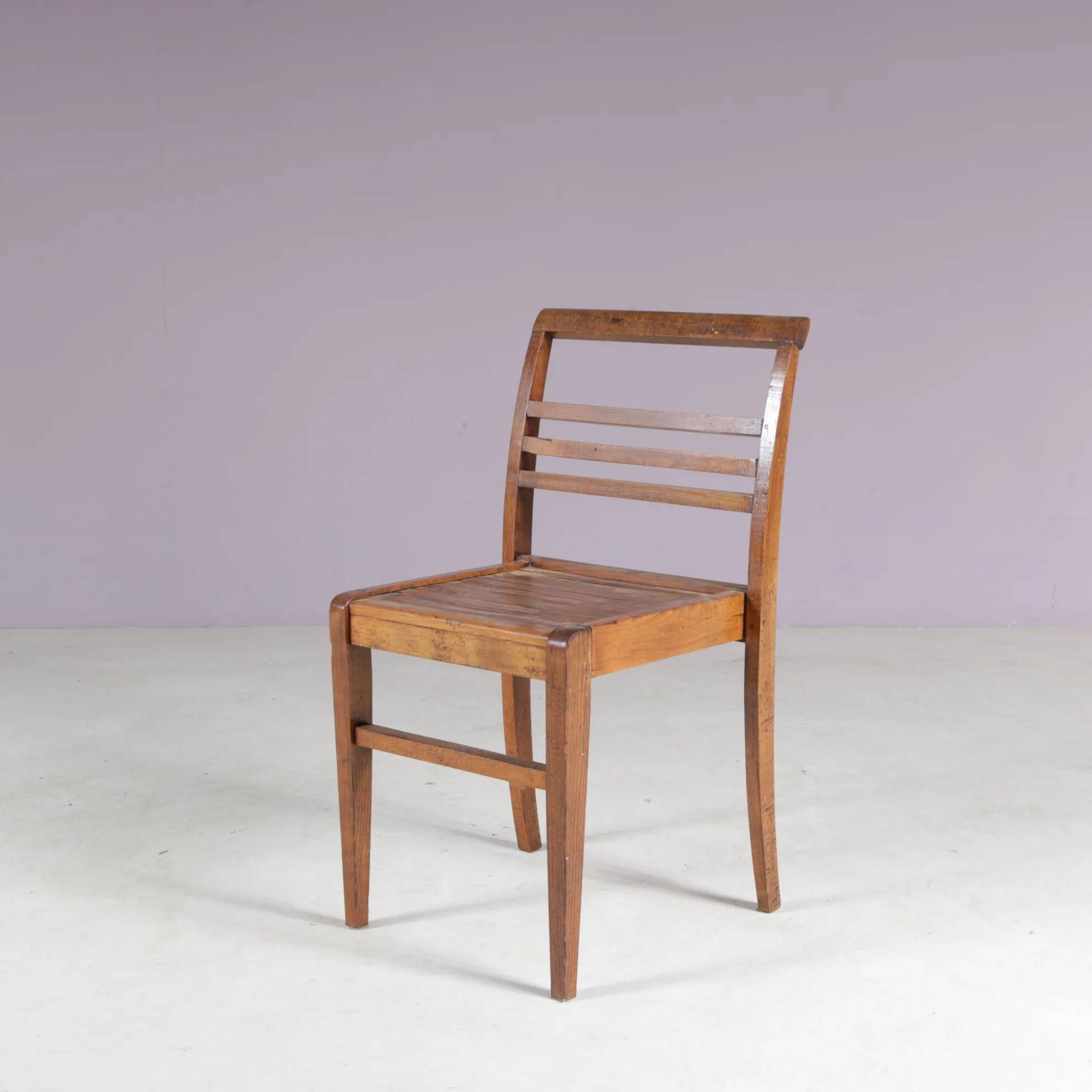 1950s side chair in beech wood by René Gabriel, France