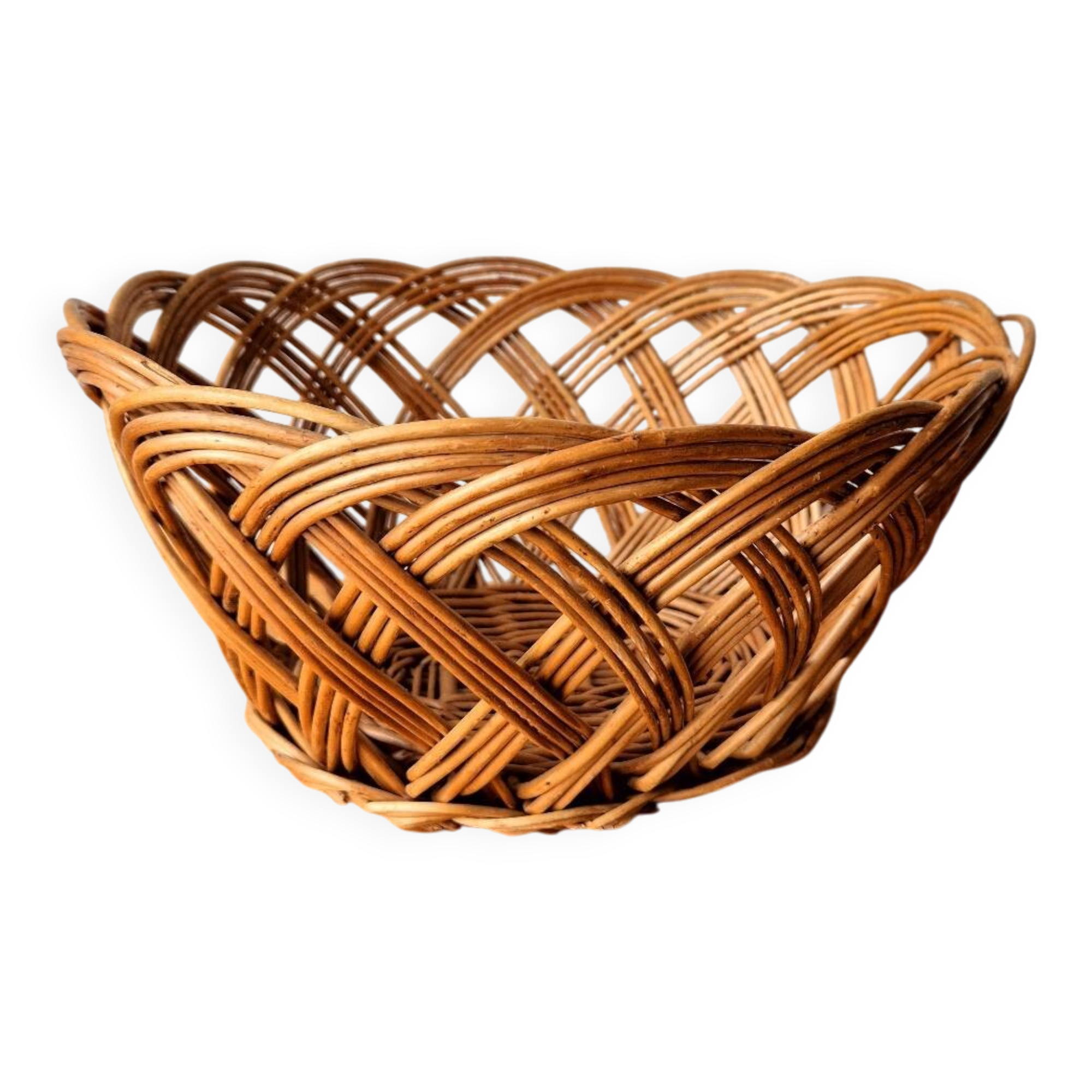 Oval woven rattan basket