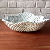 Large white twisted ceramic basket