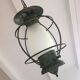 Lantern hanging lamp vintage green effect of gray painted metal