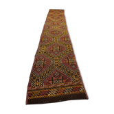 Old Turkish narrow Kilim Runner 315x51 cm, shabby chic, vintage kelim Red Black