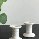 Pair of White Ceramic Candlesticks