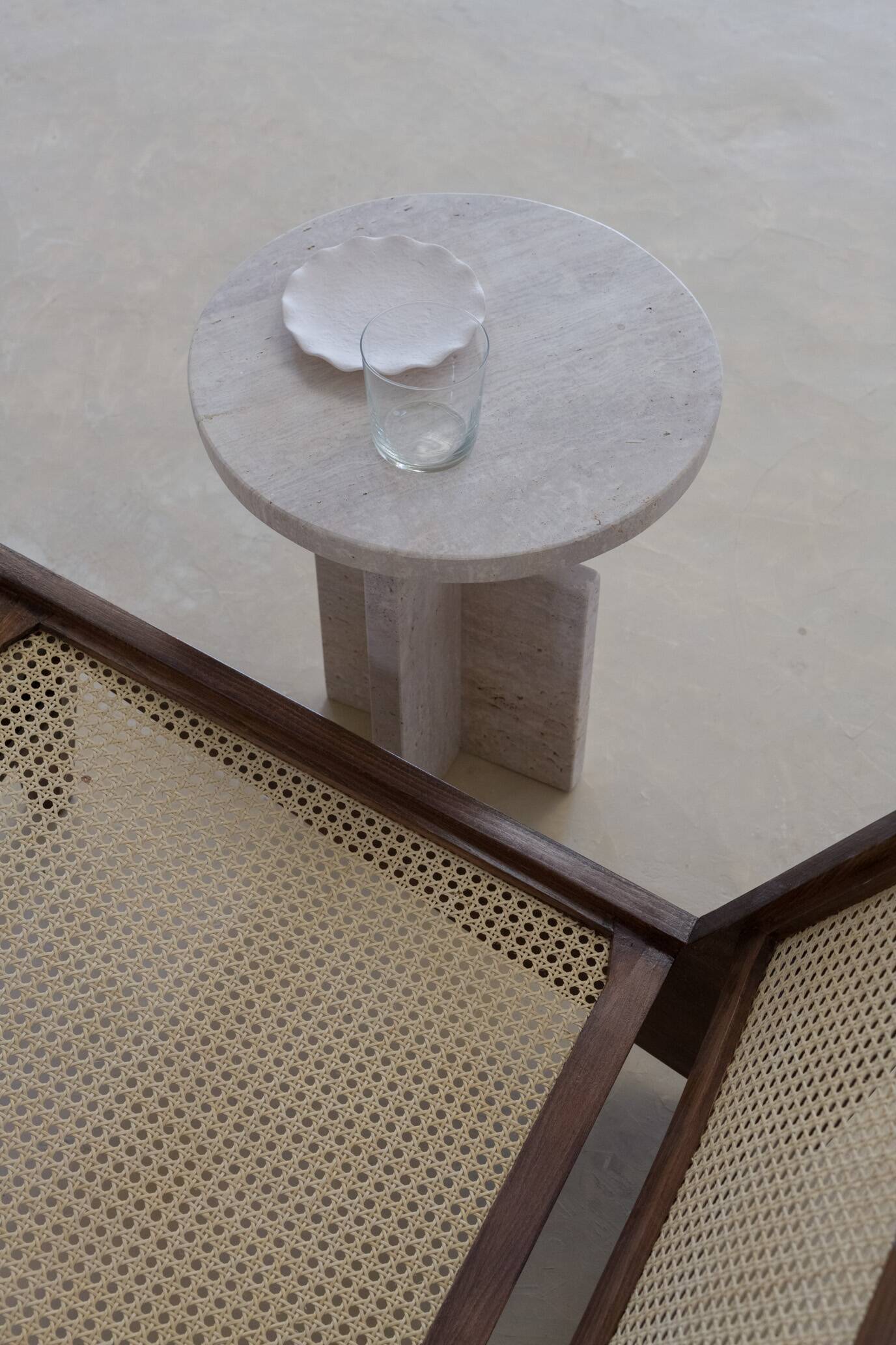 La Greca Side Table - Natural Travertine