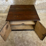 Vintage pathé vinyl record storage cabinet with 2 wooden compartments and hinged doors (wine)