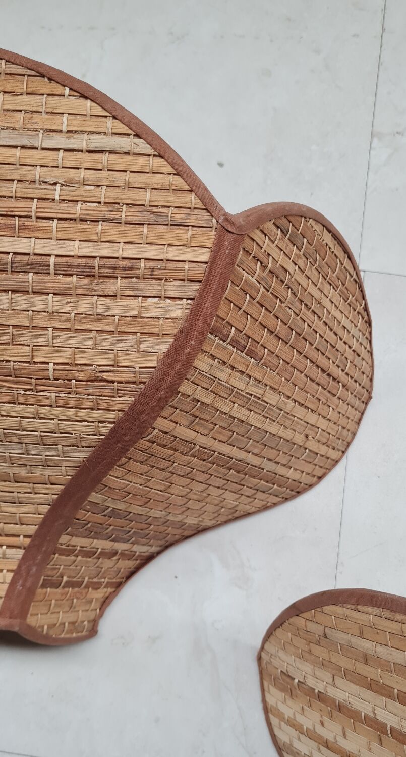 Pair of rattan lotus wall lights