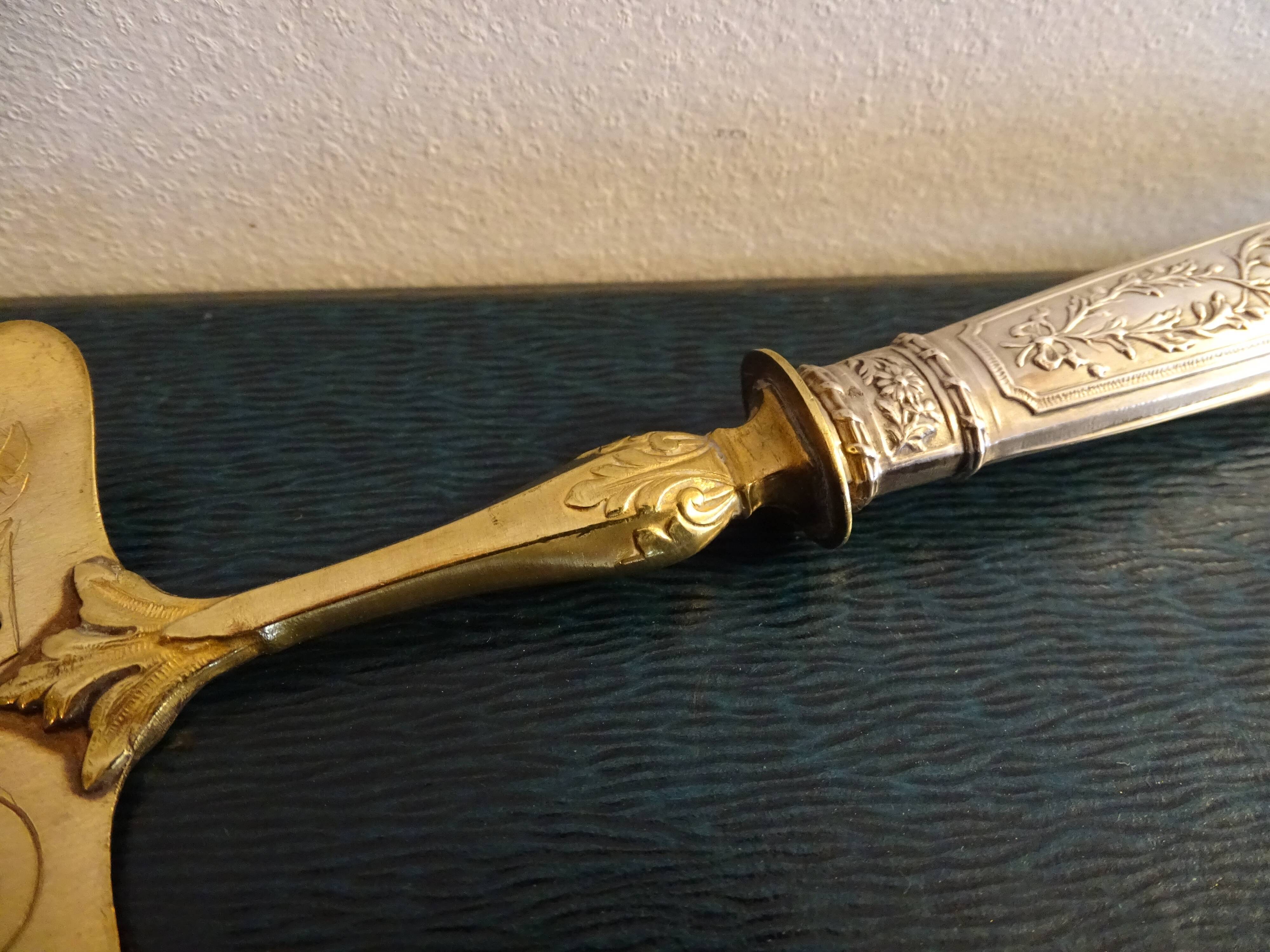 Silver pie shovel filled and vermeil old 1900 punch minerva