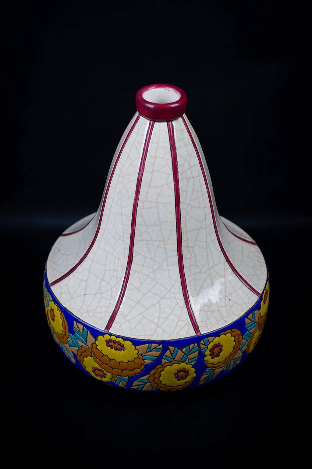 Art Deco Longwy spinning top vase in cloisonné enamel - 1930s