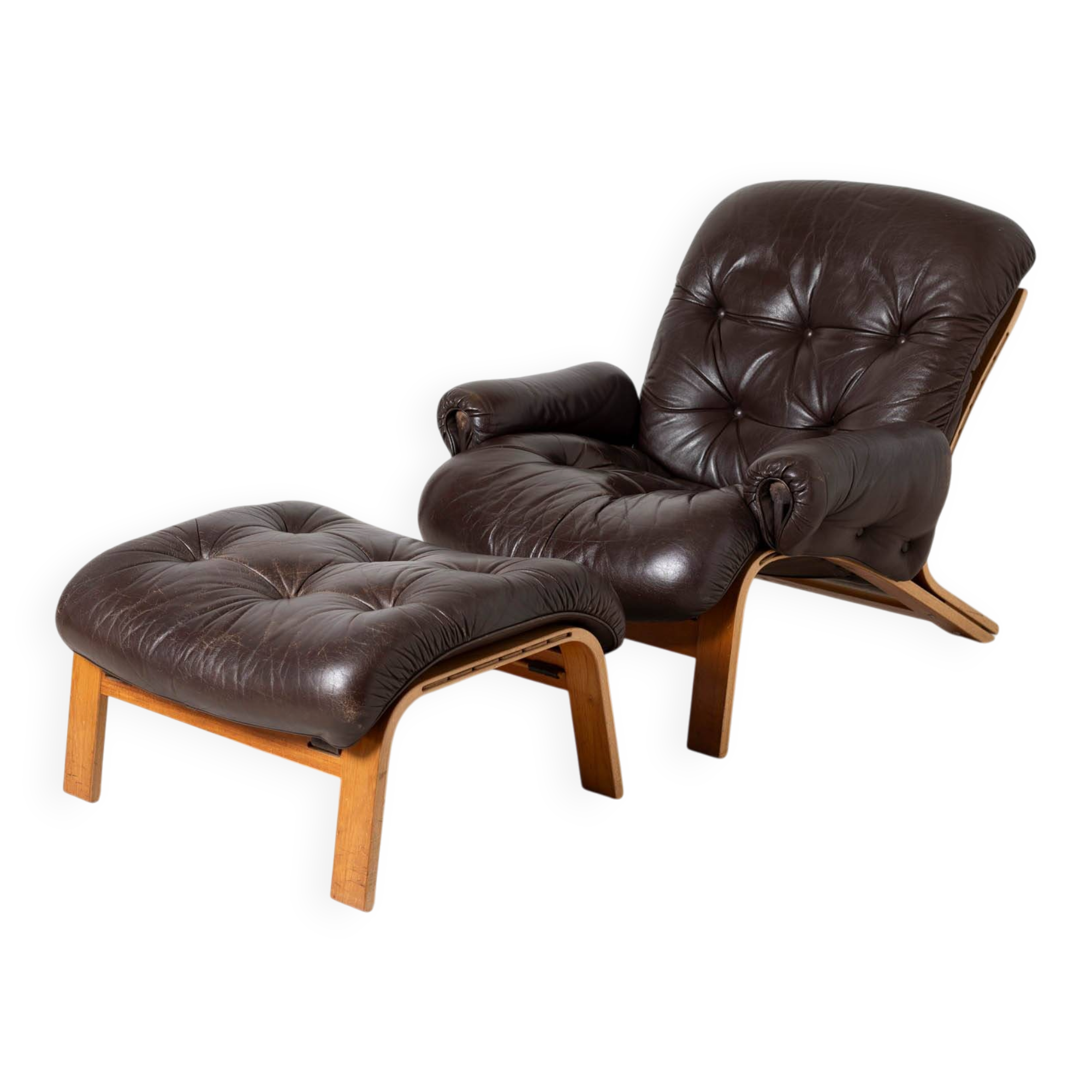 Set of Ry Wing lounge chair and ottomanby by Elsa and Nordahl Solheim