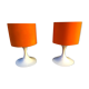 Pair of lamps 1970s Earthenware Rosenthal lampshade orange