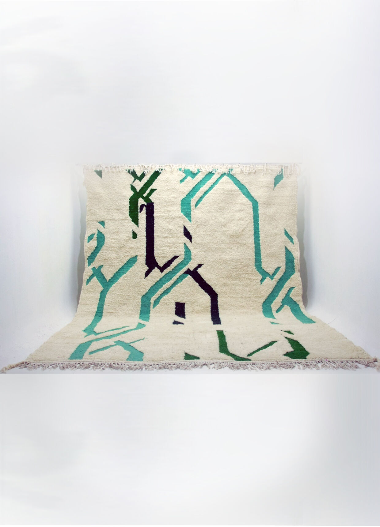 AIRLINES, Moroccan carpet beni ouarain wool, Moroccan handmade, signed designer khalil minka