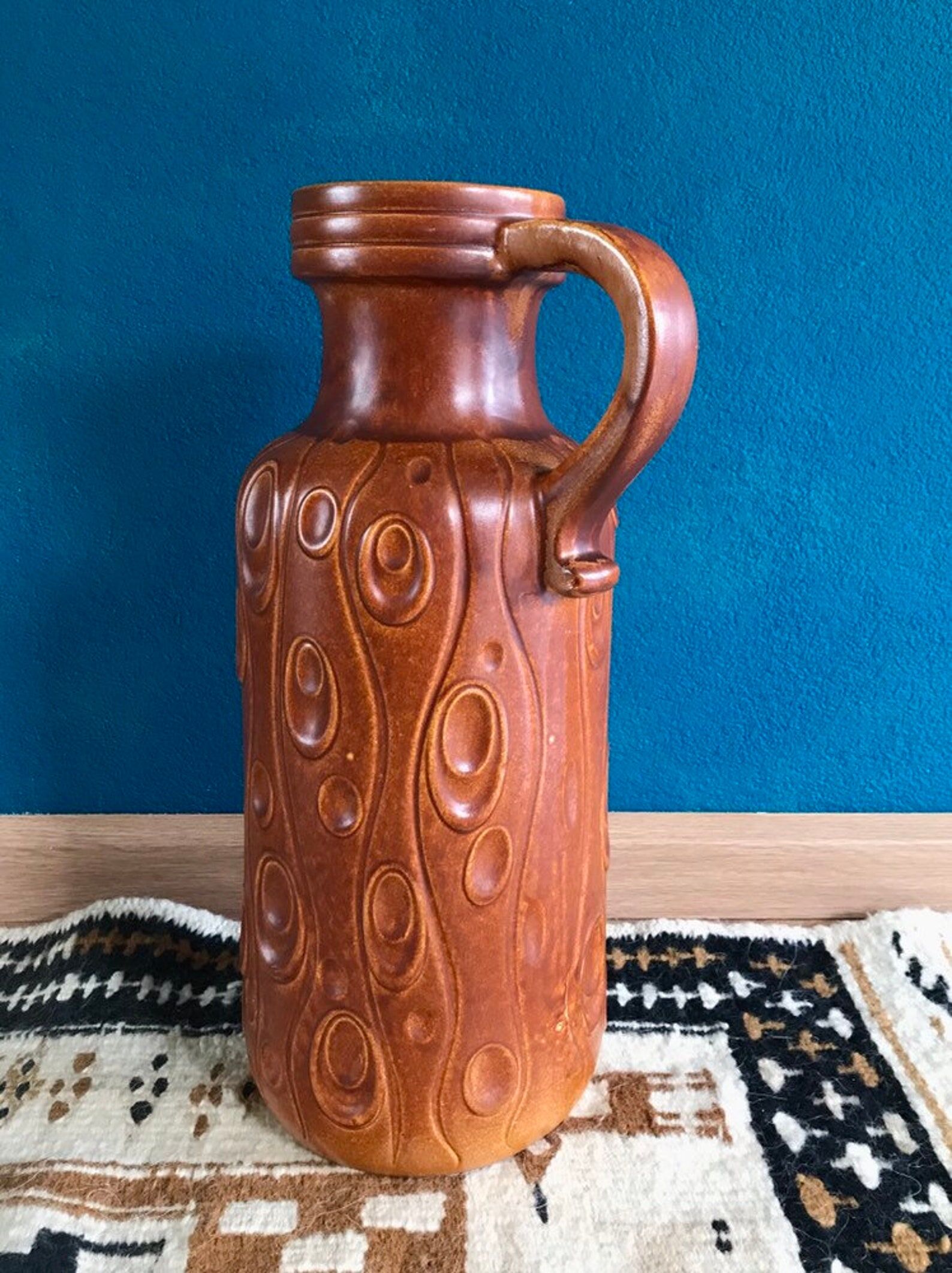 Vase de sol en céramique vintage XL Scheurich 488-45, poterie ouest-allemande