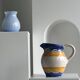 Large blue and yellow hand painted carafe H:20cm