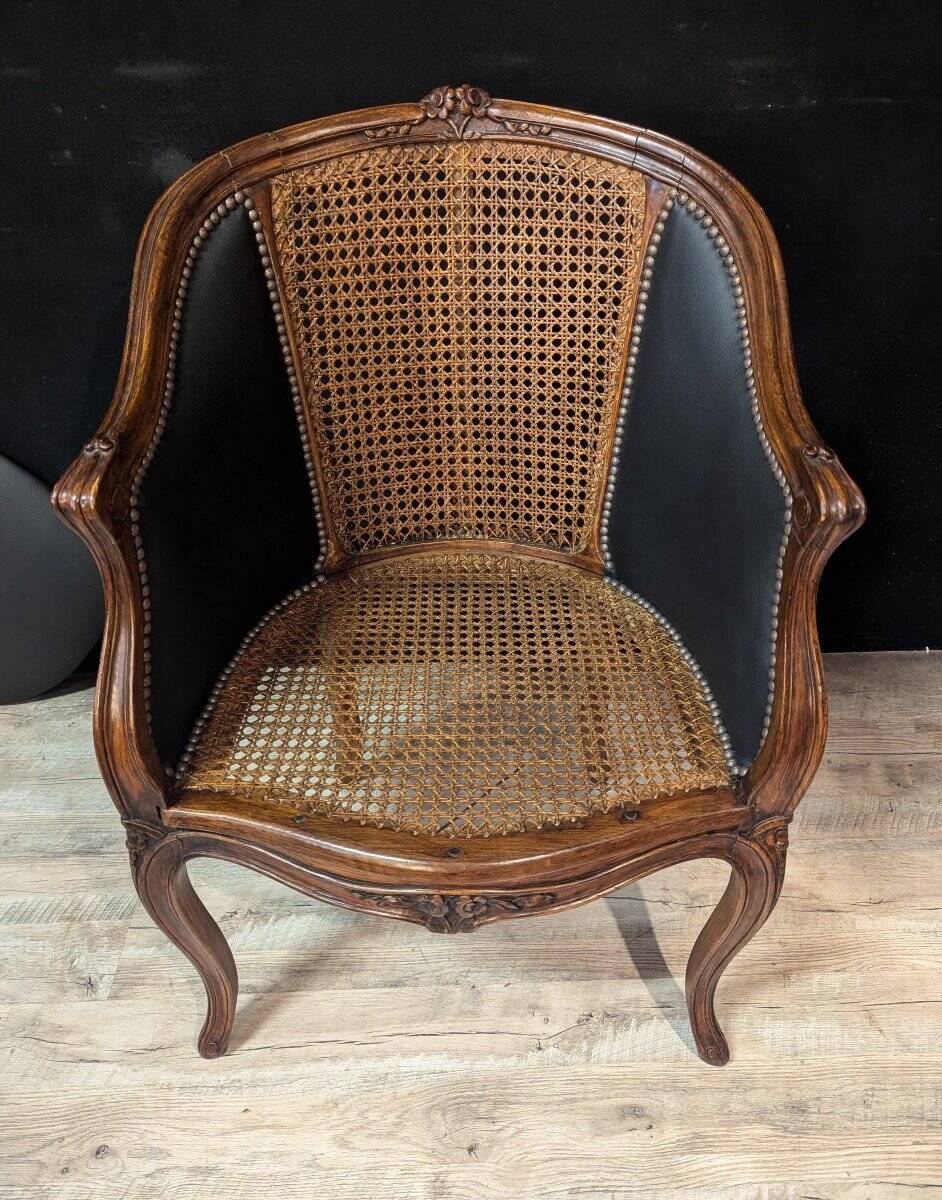 Louis XV office chair with canework