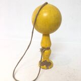 Vintage bilboquet in wood, yellow, 1960