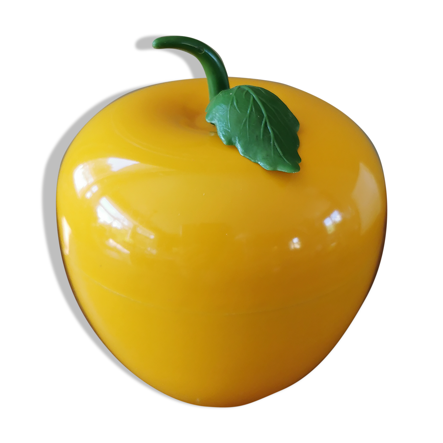 Vintage ice bucket shape yellow apple in its packaging