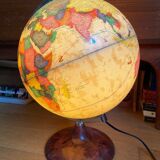World map, luminous globe