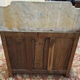 Meuble de toilette en noyer et marbre de carrare