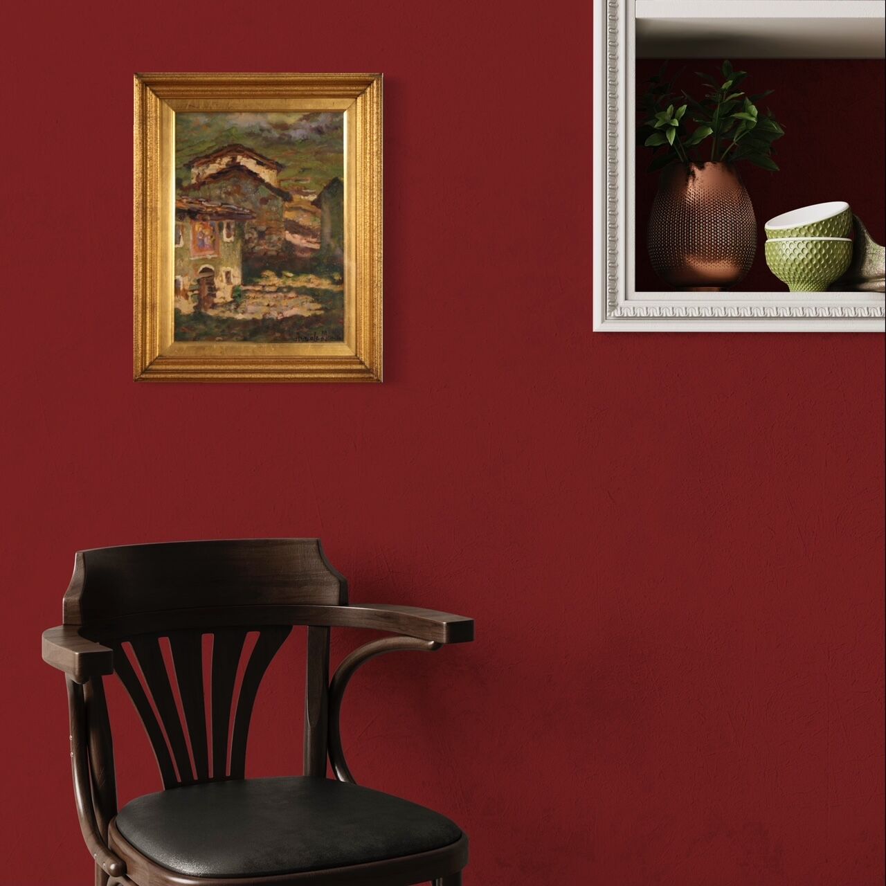 Italian signed countryside landscape painting from 20th century